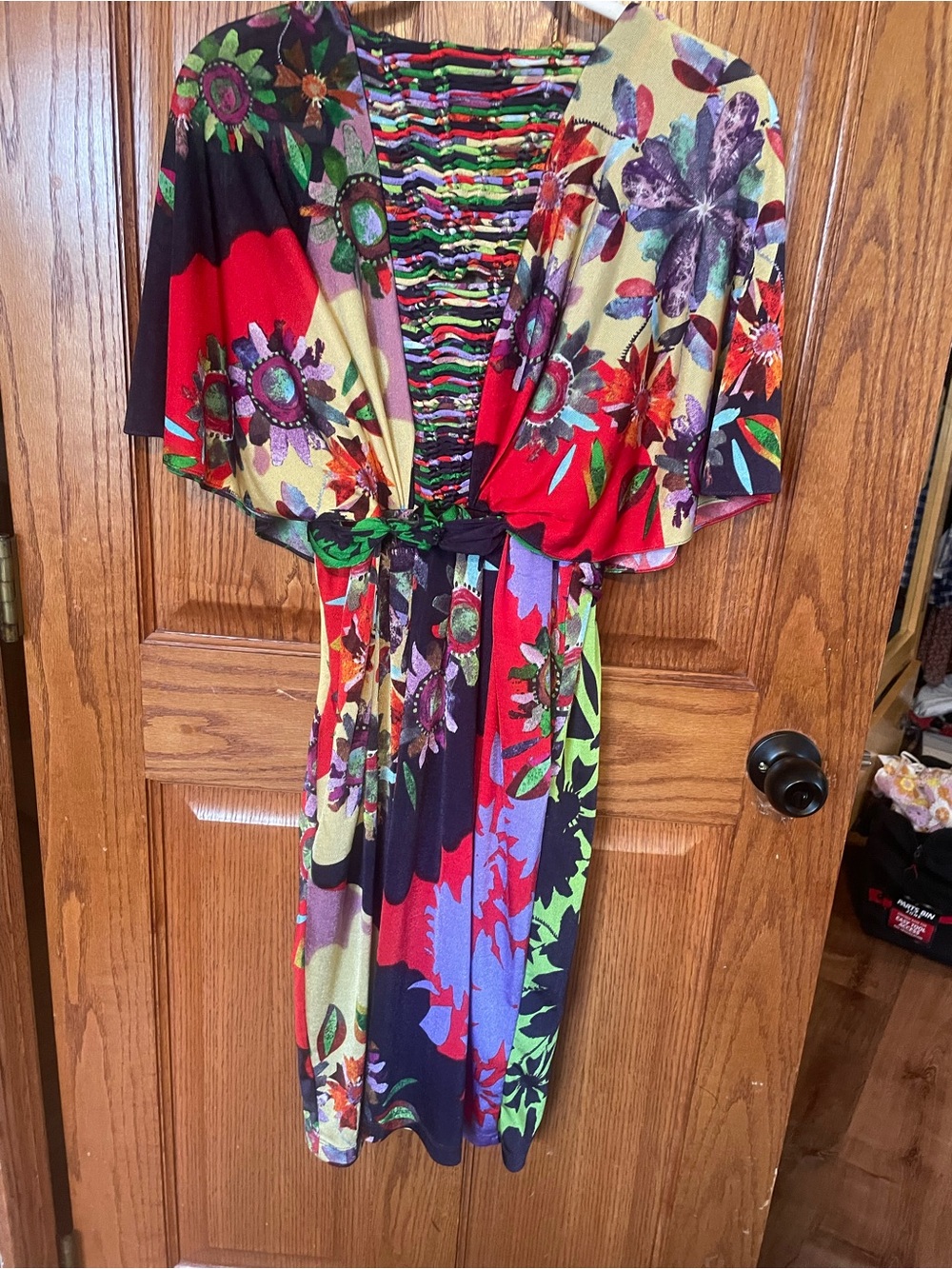 Ranna Gill Multicolor Floral Print Dress - Red, Green, Purple, Black